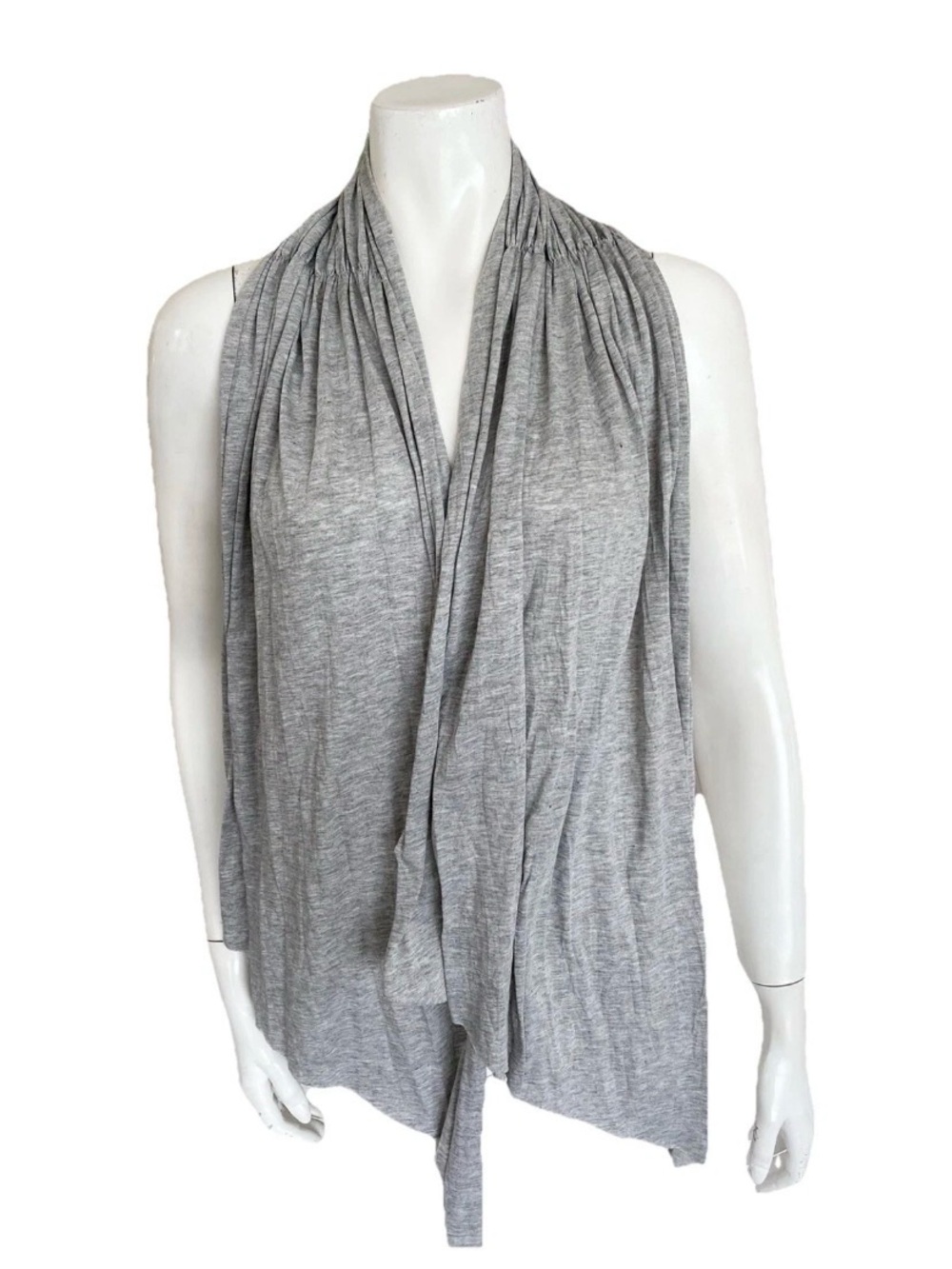 Grey Stretch Gathered Scarf Shawl